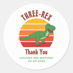 3. Geburtstag Drei Rex Dinosaurier Spaß Geschlecht Runder Aufkleber