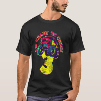3. Geburtstag Dreijährige Monster Trucks Vintag T-Shirt