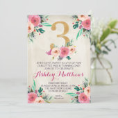 3. Geburtstag Dritter schöner Blumenladen, Einladung (Stehend Vorderseite)