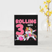 3. Geburtstag Einhorn Bowling 3 Jahr Karte (Gelbe Blume)