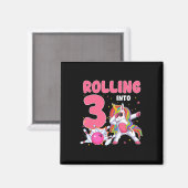 3. Geburtstag Einhorn Bowling 3 Jahr Magnet (Vorderseite/Rückseite)