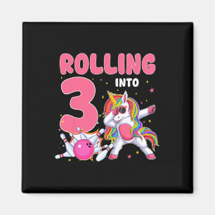3. Geburtstag Einhorn Bowling 3 Jahr Magnet