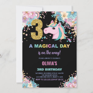 3. Geburtstag Einhorn Geburtstag Einladungen