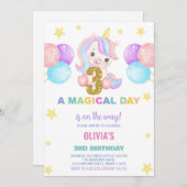 3. Geburtstag Einhorn Geburtstag Einladungen (Vorne/Hinten)