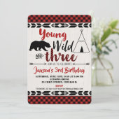 3. Geburtstag Einladung Junge wild drei Bären (Stehend Vorderseite)