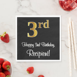 3. Geburtstag ~ Elegante Luxuriöse Imitate Gold Lo Serviette