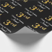 3. Geburtstag: Elegante Luxury Imitate Gold Look # Geschenkpapier (Ecke)