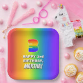 3. Geburtstag: Farbenfroh, Fun Rainbow Pattern # 3 Pappteller (Party)