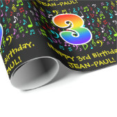 3. Geburtstag: Farbige Musiksymbole, Regenbogen 3 Geschenkpapier (Rolleneckpunkt)