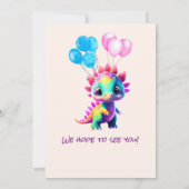 3. Geburtstag farbiger Dinosaurier als Blast Einladung (Rückseite)