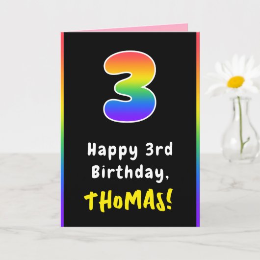 3. Geburtstag: Farbiger Regenbogen Nr. 3, Individu Karte (Kleine Pflanze)