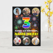 3. Geburtstag: Fun Rainbow #, Individuelle Name &  Karte (Gelbe Blume)