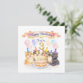 3. Geburtstag für Mädchen - Süße Grußkarte (Stehend Vorderseite)