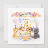 3. Geburtstag für Mädchen - Süße Grußkarte (Vorderseite)