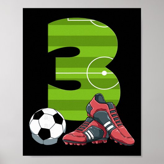 3 Geburtstag Fußball Erster Geburtstag Fußll Kinde Poster (Vorne)