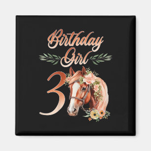3. Geburtstag Girl Horseback Reiten 3 Jahre Birthd Magnet