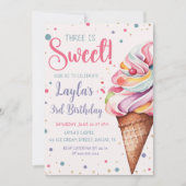 3. Geburtstag ist süße Eiscreme Einladung (Vorderseite)