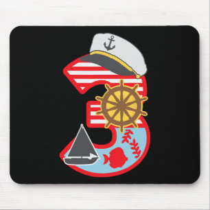 3. Geburtstag Junge 3 Jahre altes kleines Segelboo Mousepad