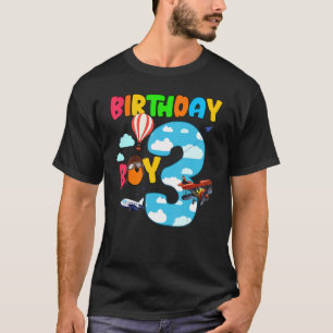 3. Geburtstag Junge Flugzeug Pilot 3 Jahre alt Hel T-Shirt