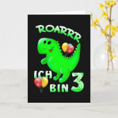 3 Geburtstag Kinder Dinosaurier Karte (Gelbe Blume)