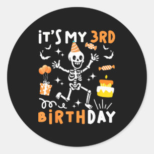 3. Geburtstag Kinder lustiges Skelett 3. Boo-Tag Runder Aufkleber