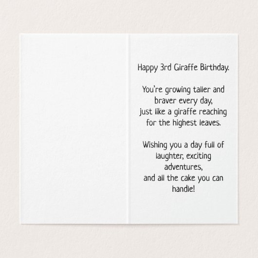 3. Geburtstag - Kinderkarte (Innenseite Aufgefaltet)