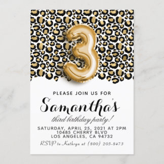 3. Geburtstag Leopard Animal Print Einladung