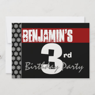 3. Geburtstag Moderne für ihn Red White Black W193 Einladung