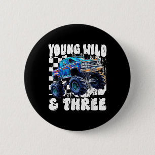 3. Geburtstag Monstertruck Jung Wild Und Drei 3  Button