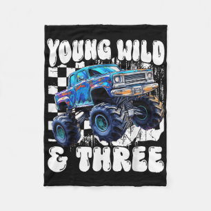 3. Geburtstag Monstertruck Jung Wild Und Drei 3 Fleecedecke