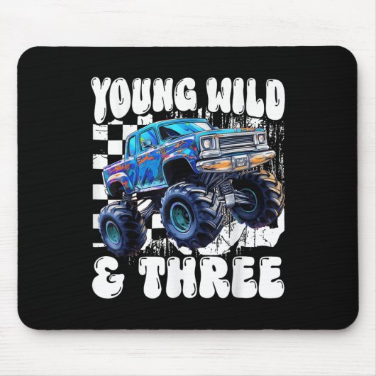 3. Geburtstag Monstertruck Jung Wild Und Drei 3  Mousepad (Vorne)