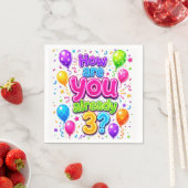 3. Geburtstag Neonballons und Konfetti Serviette (Beispiel)