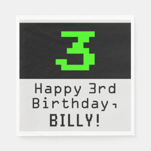 3. Geburtstag - Nerdy / Geeky Style "3 & Name Serviette