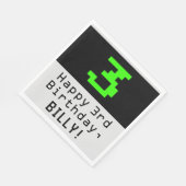 3. Geburtstag - Nerdy / Geeky Style "3 & Name Serviette (Ecke)