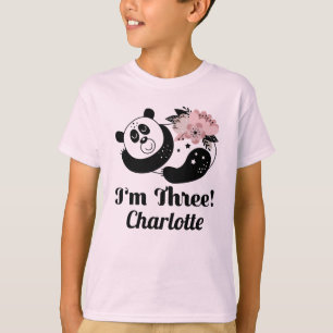 3. Geburtstag Niedlich Panda 3-jähriges Mädchen T-Shirt