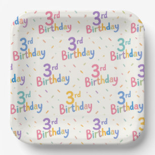 3. Geburtstag Papier-Teller, Dritte Geburtstagsfei Pappteller