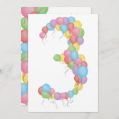 3. Geburtstag Party Balloons Custom Invasion Einladung (Vorne/Hinten)