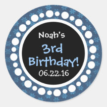 3. Geburtstag Party Blaue Blumen und Polka Punkte