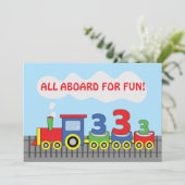 3. Geburtstag Party Einladung Züge personalisieren (Stehend Vorderseite)