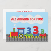 3. Geburtstag Party Einladung Züge personalisieren (Vorne/Hinten)