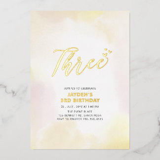 3. Geburtstag Party Folieneinladung