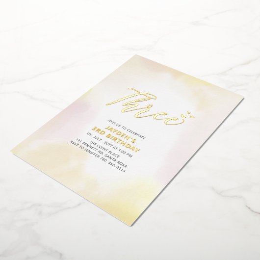 3. Geburtstag Party Folieneinladung (Gedreht)