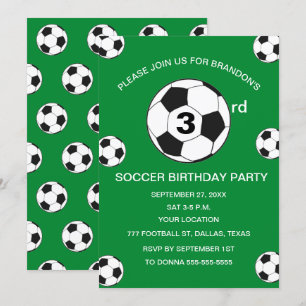 3. Geburtstag Party Fußball Grüne Boys Sport Einladung