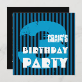 3. Geburtstag Party Grunge and Stripes Z03P Einladung (Vorne/Hinten)