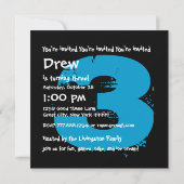 3. Geburtstag Party Grunge and Stripes Z03P Einladung (Rückseite)