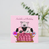 3. Geburtstag Party Katzen Hunde Freunde Einladung (Stehend Vorderseite)