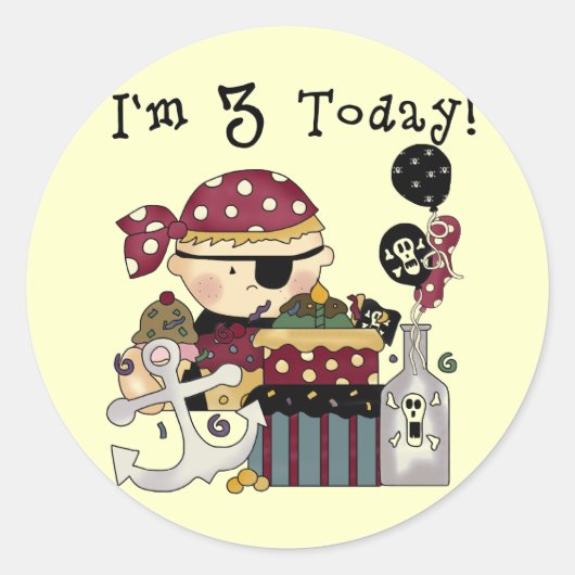 3. Geburtstag Pirate Tshirts and Gifts Runder Aufkleber (Vorderseite)