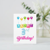 3. Geburtstag Postkarte (Stehend Vorderseite)