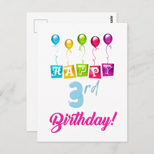 3. Geburtstag Postkarte (Vorne/Hinten)