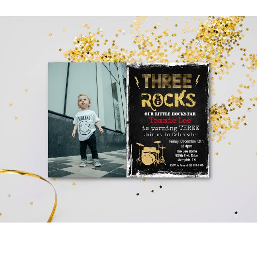 3. Geburtstag Rockstar Foto Einladung